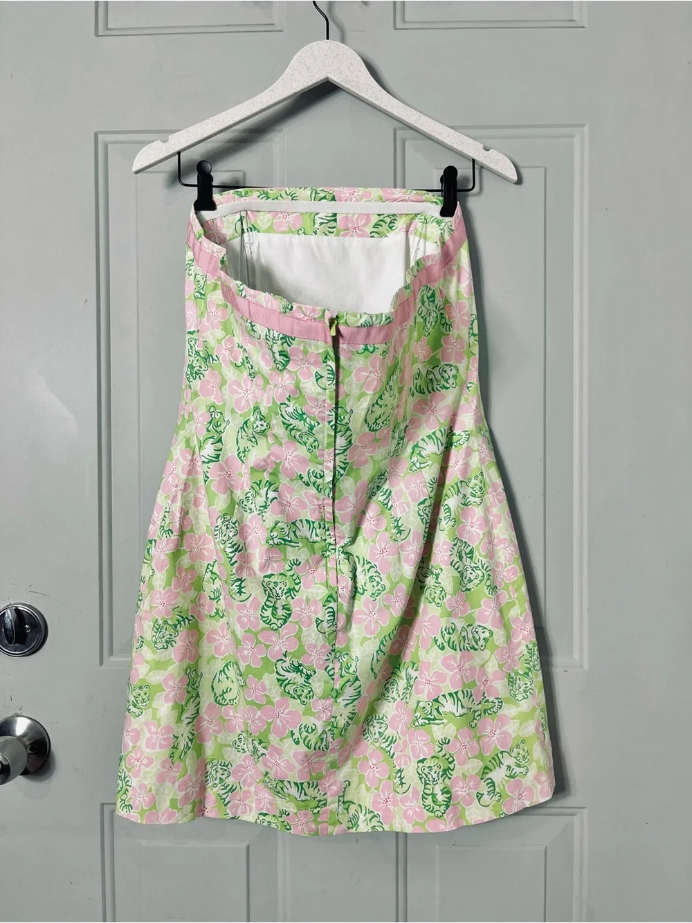 Lilly Pulitzer Vintage Tiger Cloud Print Strapless Mini Dress size 12 - Picture 4 of 6
